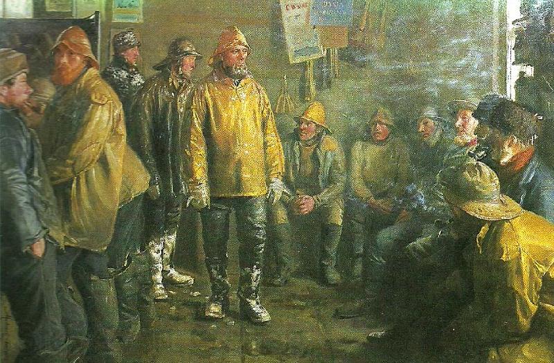 Michael Ancher i kobmandens bad en vinterdag Norge oil painting art